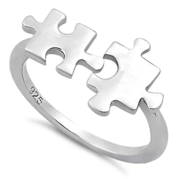 925 STERLING SILVER Jigsaw Puzzle Pieces Ring - Picture 13 of 13